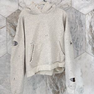 GV Distressed Cropped Gray Hoodie